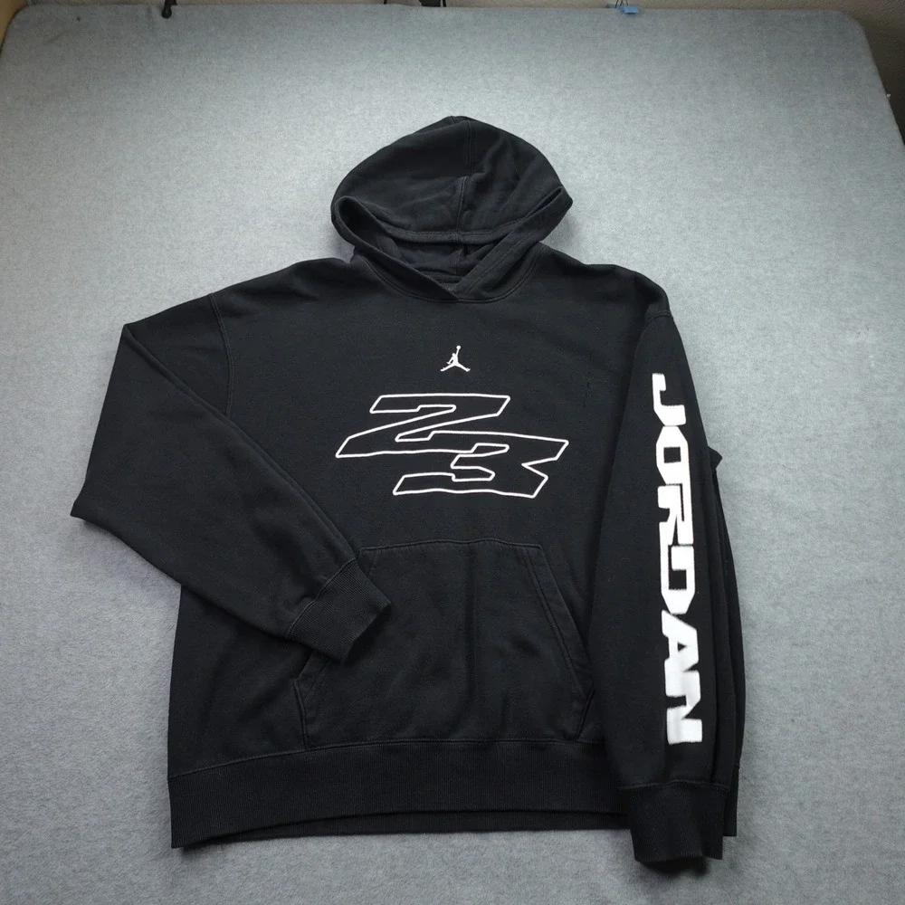 Jordan Hoodie Mens Medium Black Streetwear Pullover Graphic 23 Jumpman